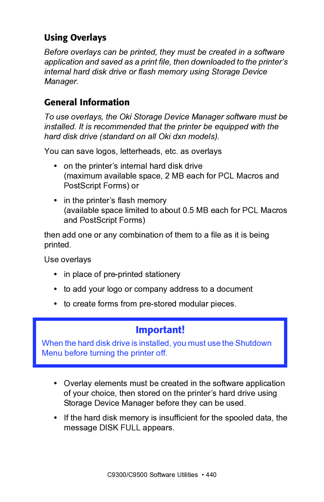 Oki C7300, C7100 manual Using Overlays, General Information 