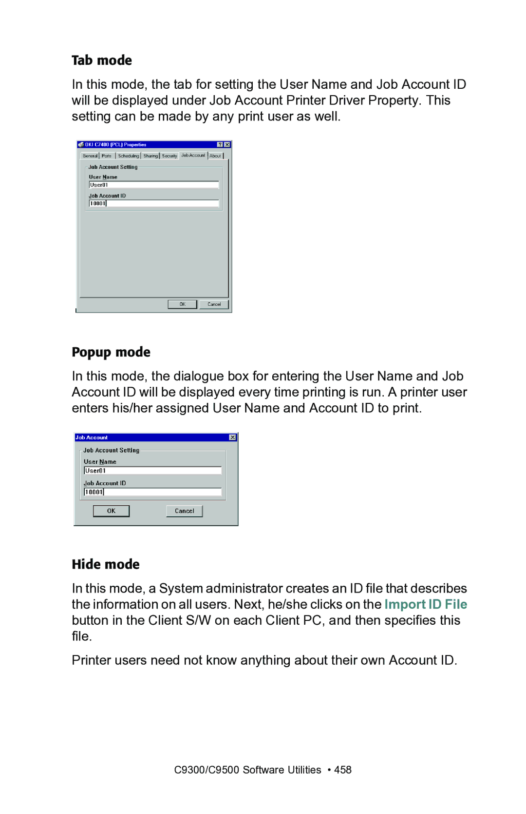 Oki C7300, C7100 manual C9300/C9500 Software Utilities 