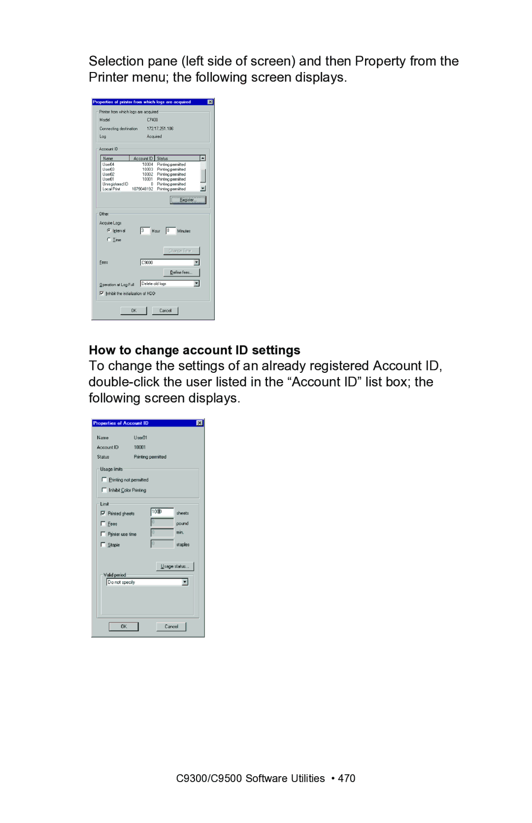 Oki C7300, C7100 manual How to change account ID settings 