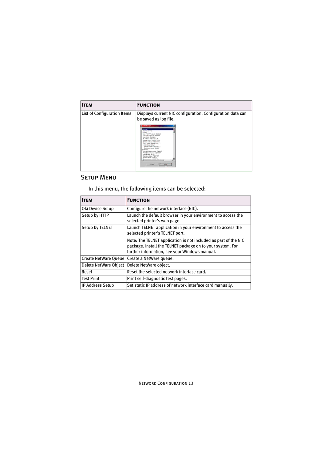 Oki C9500 V2, C7500 V2 manual Setup Menu 