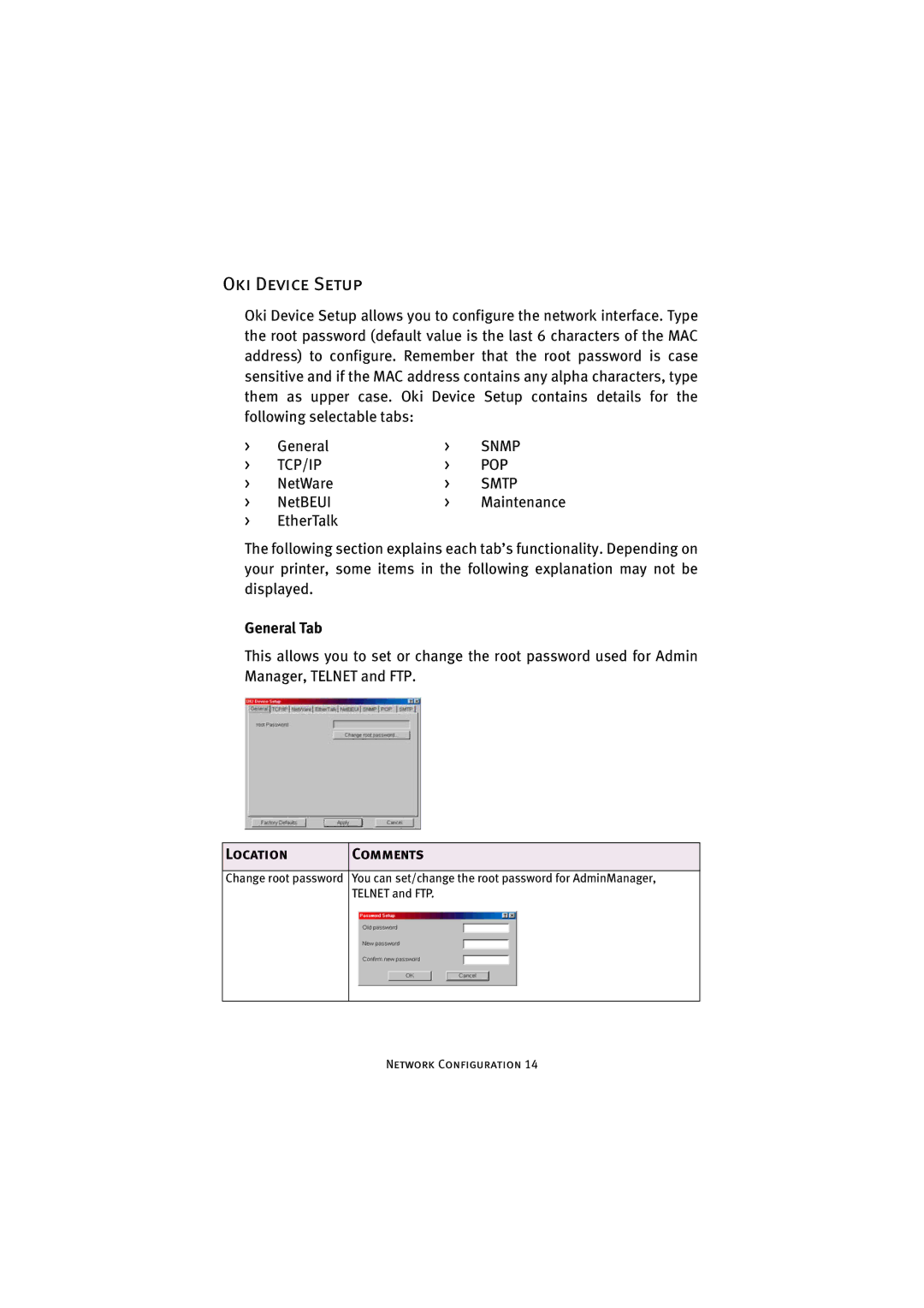 Oki C7500 V2, C9500 V2 manual Oki Device Setup, General Tab, Location Comments 