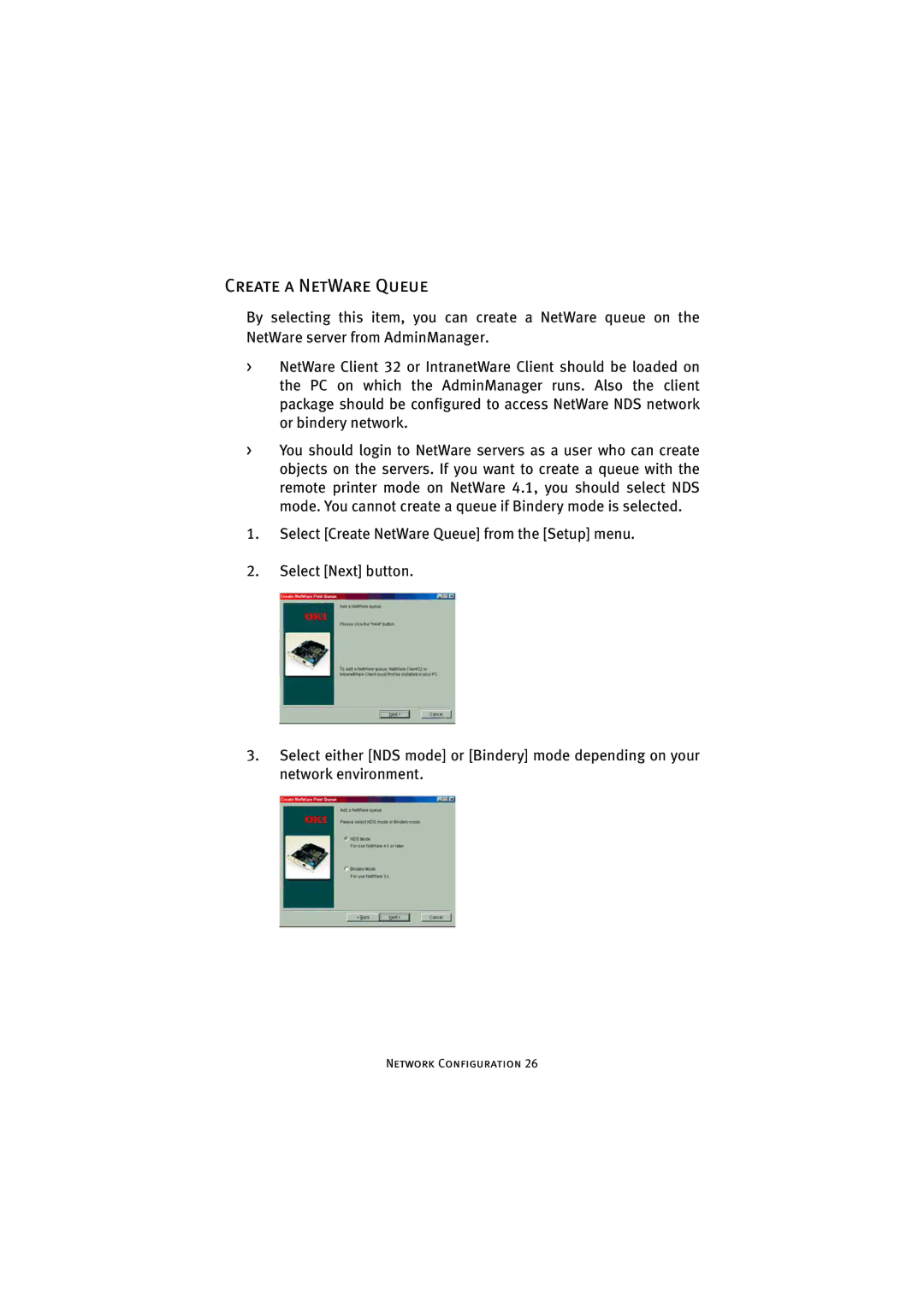 Oki C7500 V2, C9500 V2 manual Create a NetWare Queue 