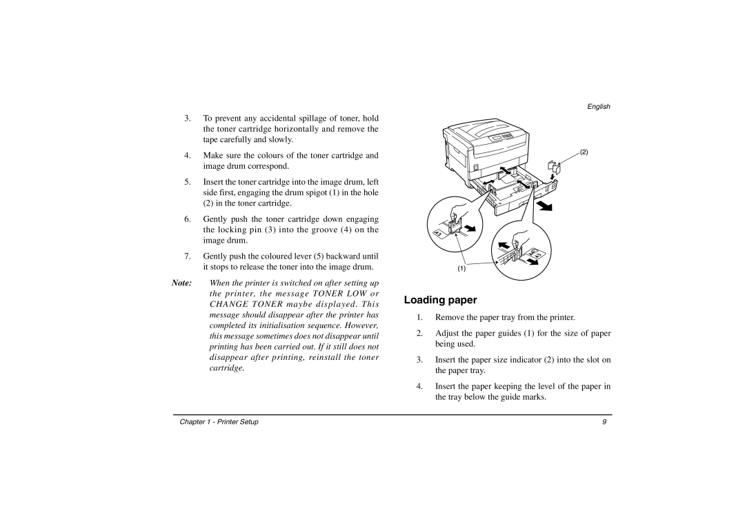 Oki C9000 Series setup guide Loading paper 