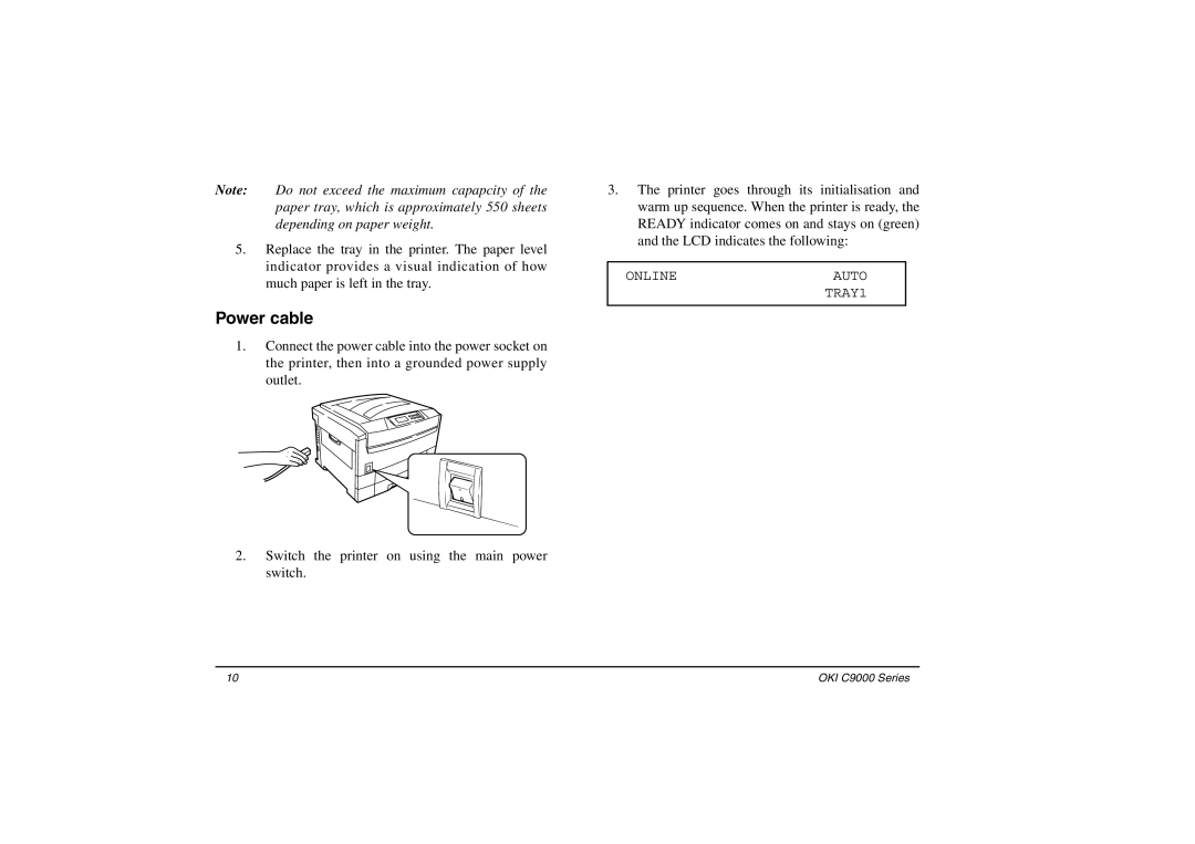 Oki C9000 Series setup guide Power cable 