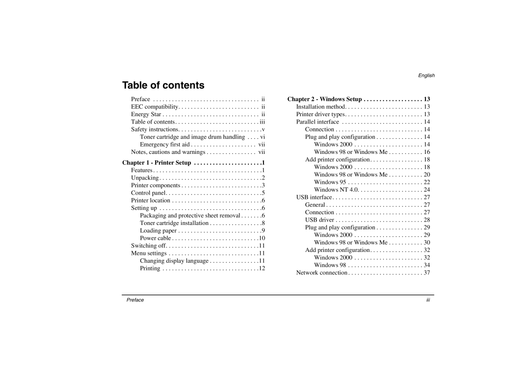 Oki C9000 Series setup guide Table of contents 