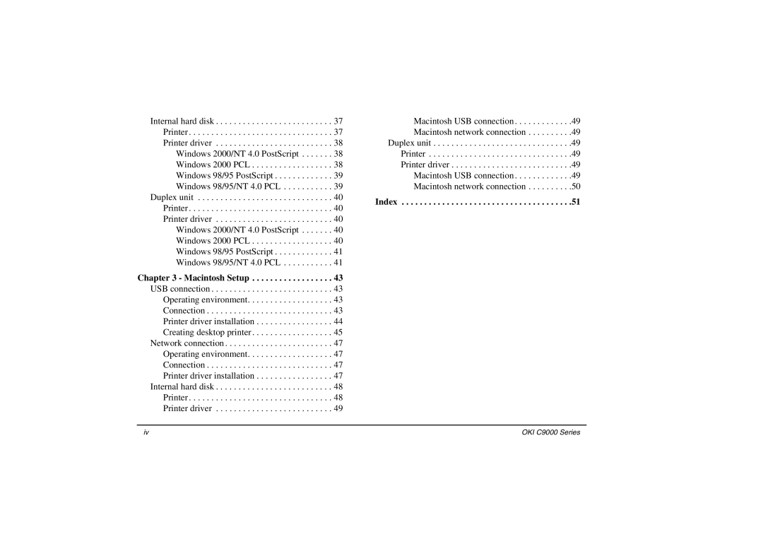 Oki C9000 Series setup guide Index 