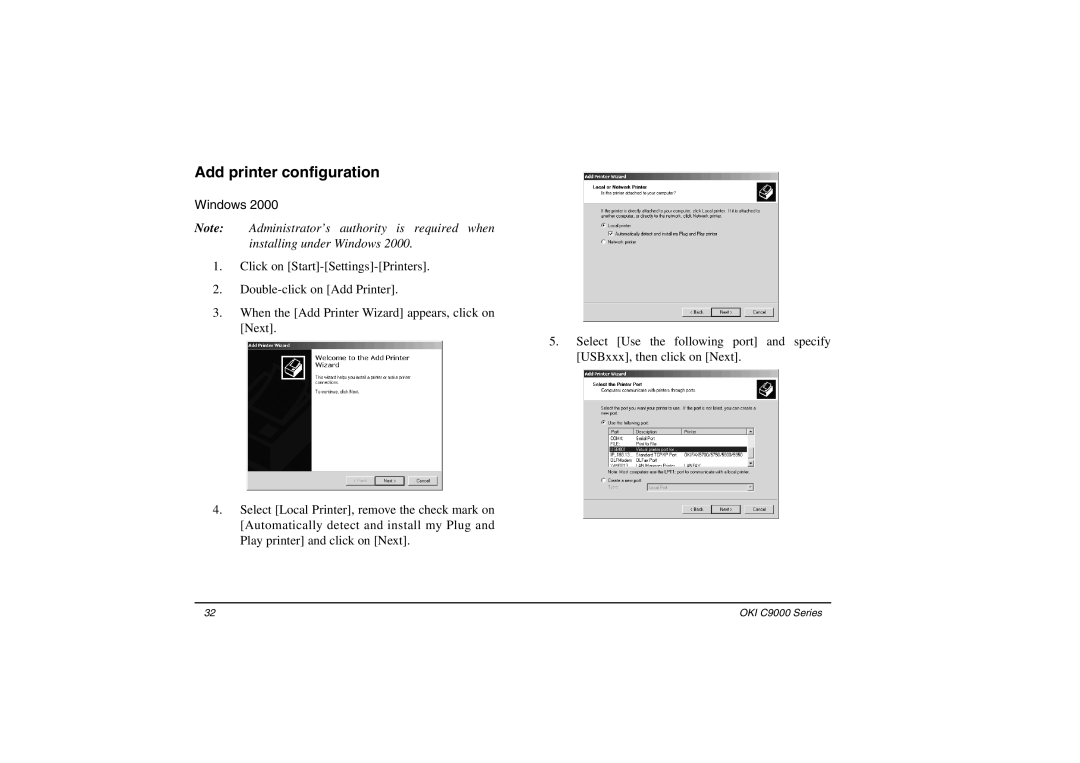 Oki C9000 Series setup guide Add printer configuration 