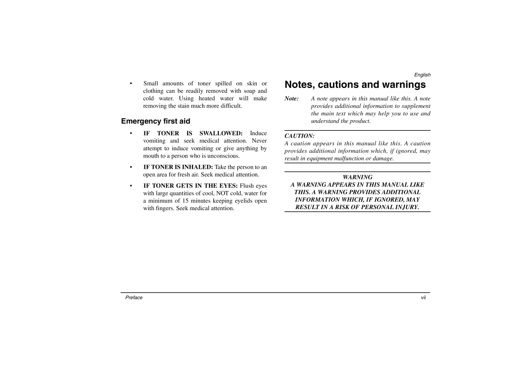 Oki C9000 Series setup guide Emergency first aid 