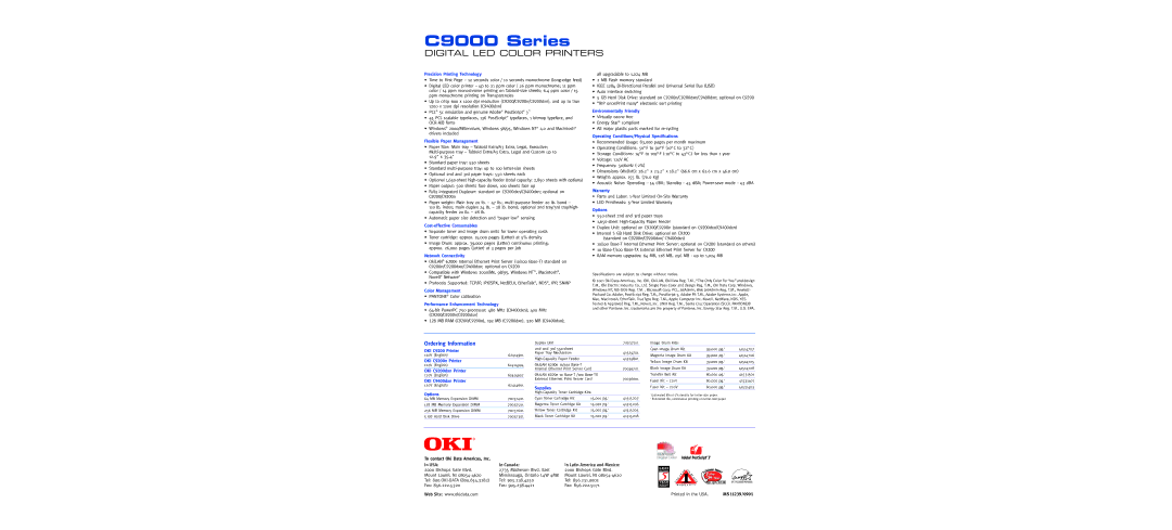 Oki C9200N warranty C9000 Series 