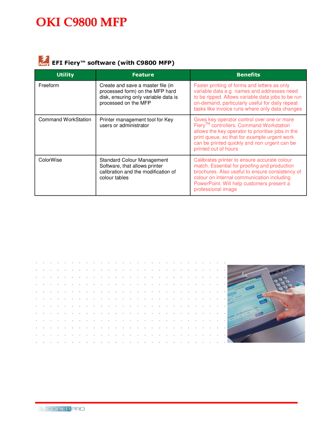 Oki brochure EFI Fiery software with C9800 MFP 