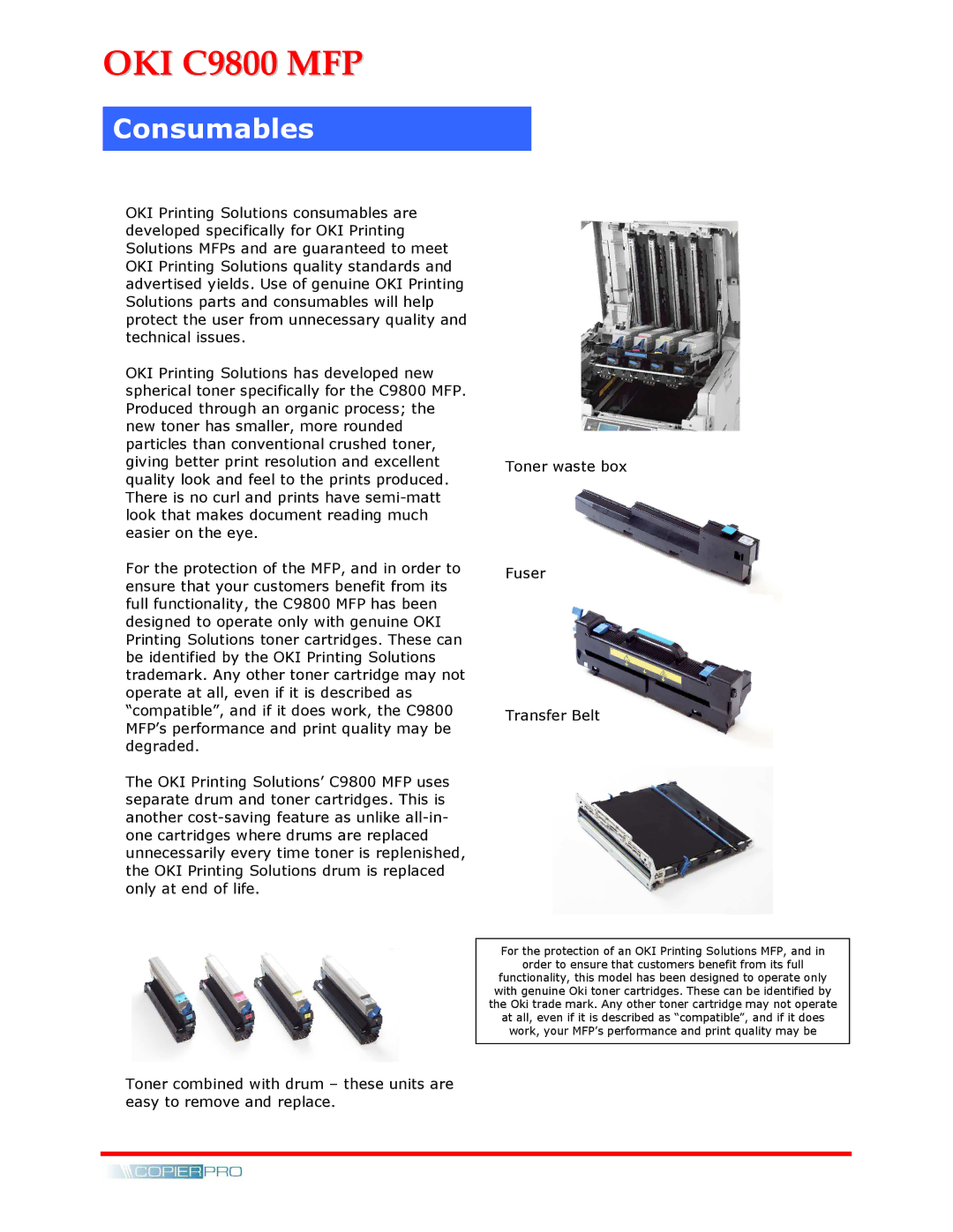 Oki C9800 MFP brochure Consumables 