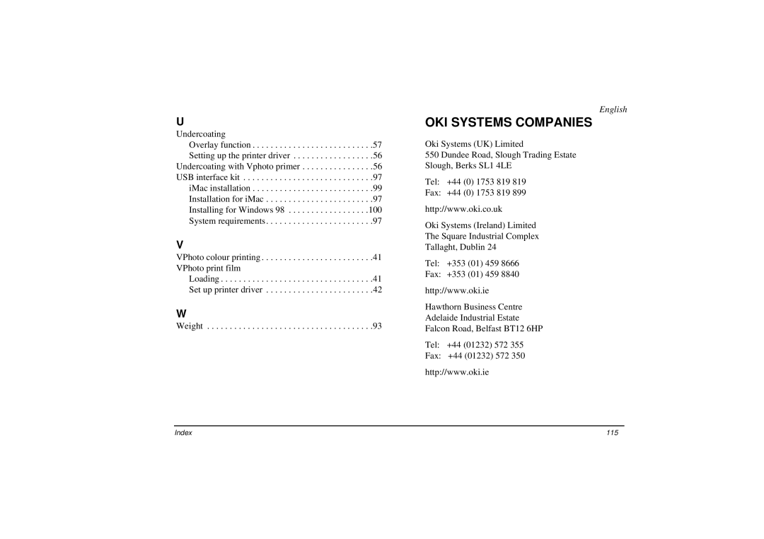 Oki DP-5000 manual OKI Systems Companies 