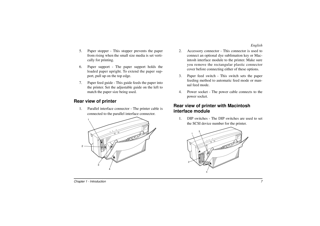 Oki DP-5000 manual Rear view of printer with Macintosh interface module 