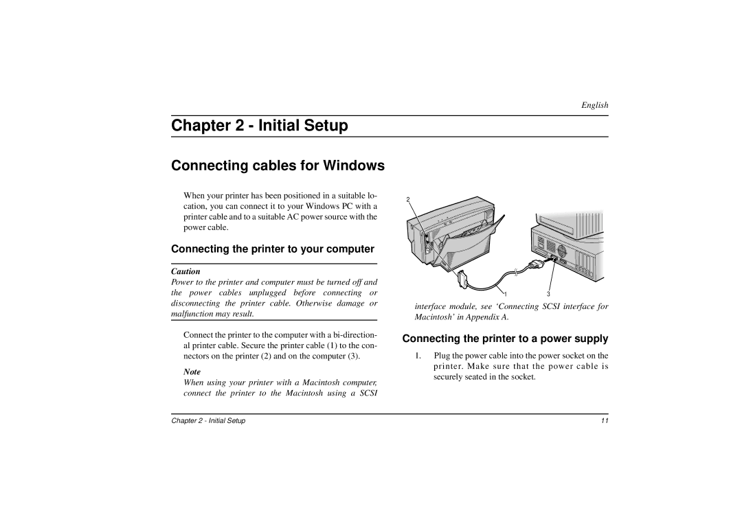 Oki DP-5000 manual Connecting cables for Windows, Connecting the printer to your computer 