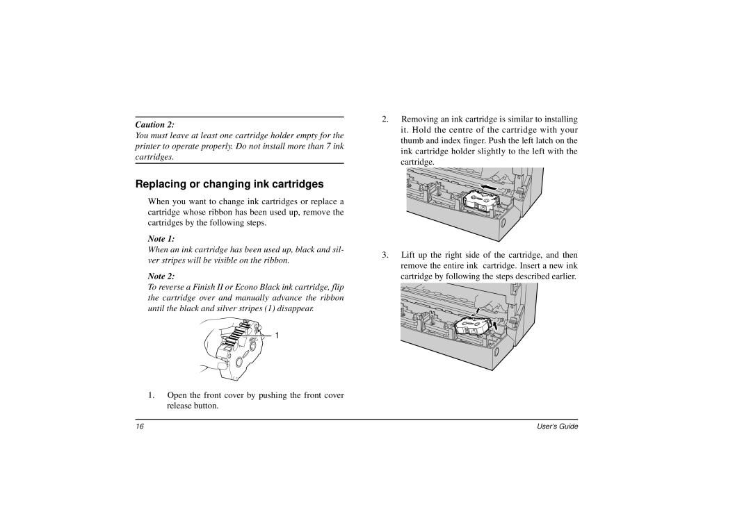 Oki DP-5000 manual Replacing or changing ink cartridges 