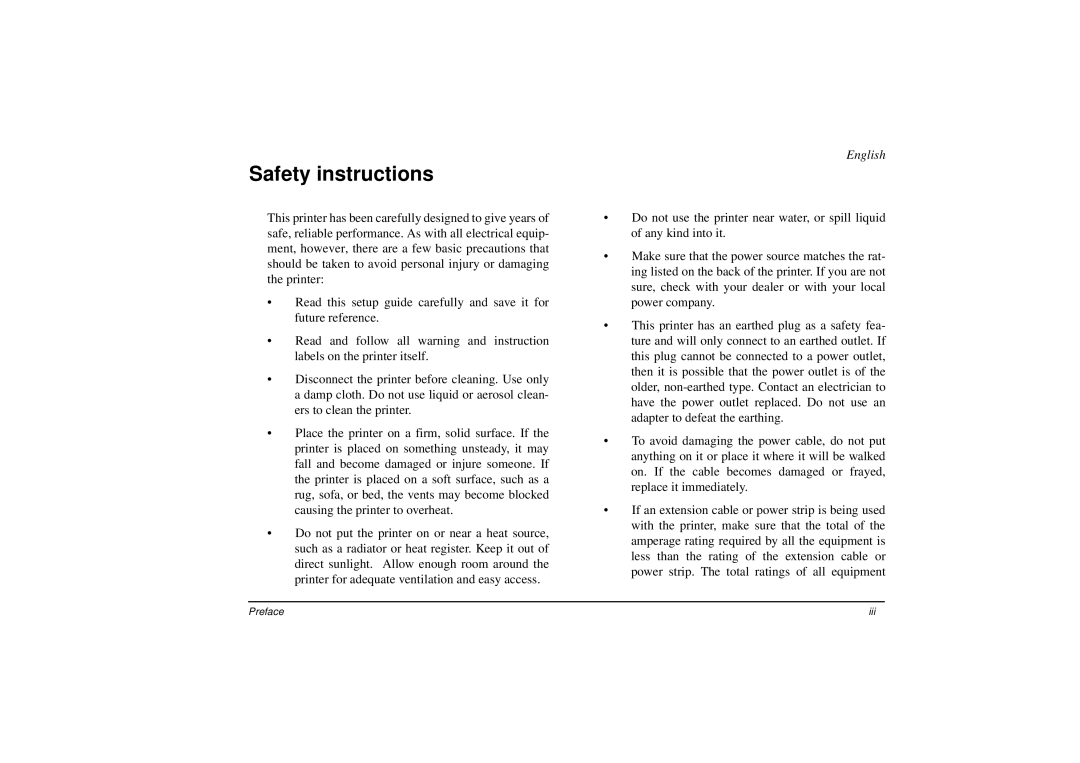 Oki DP-5000 manual Safety instructions, English 