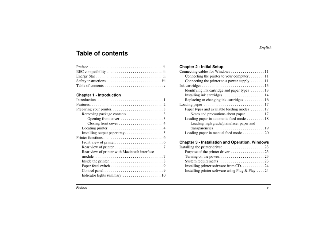 Oki DP-5000 manual Table of contents 