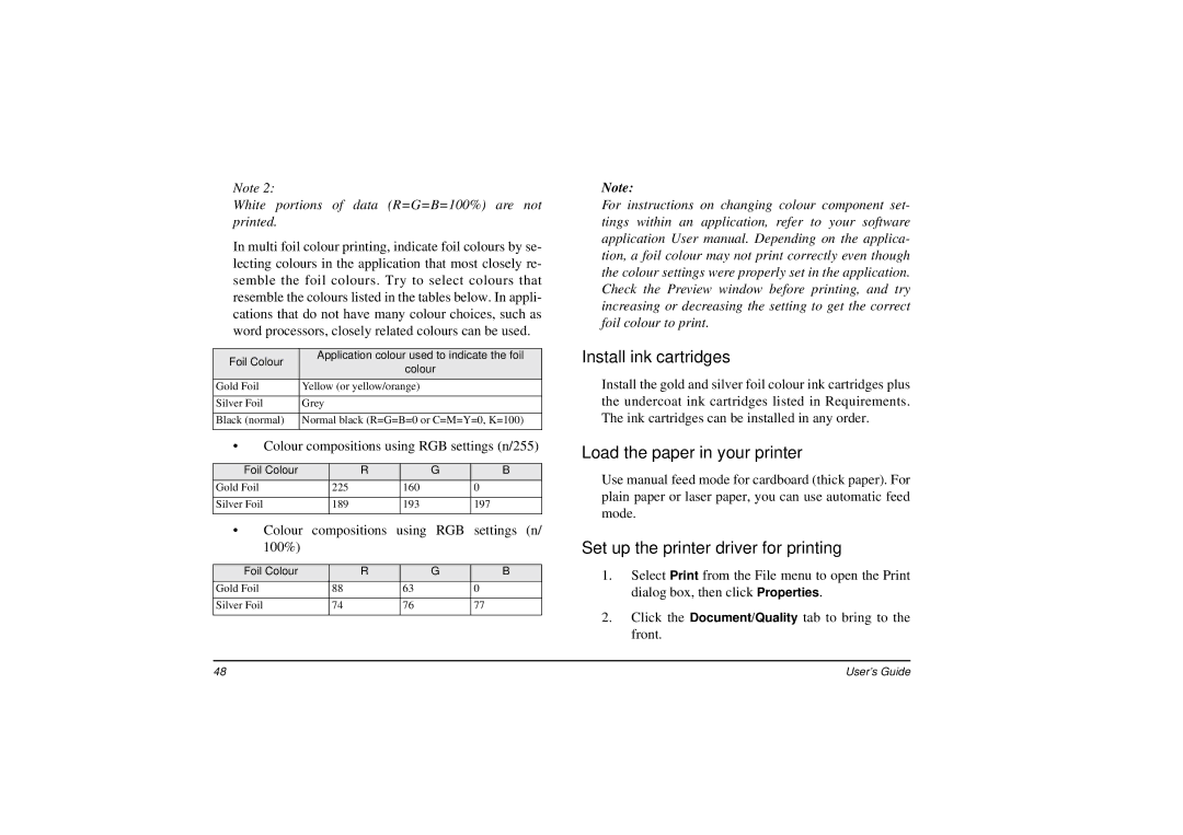 Oki DP-5000 manual White portions of data R=G=B=100% are not printed 