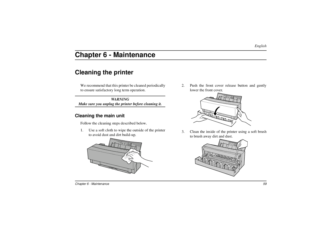 Oki DP-5000 manual Cleaning the printer, Cleaning the main unit 