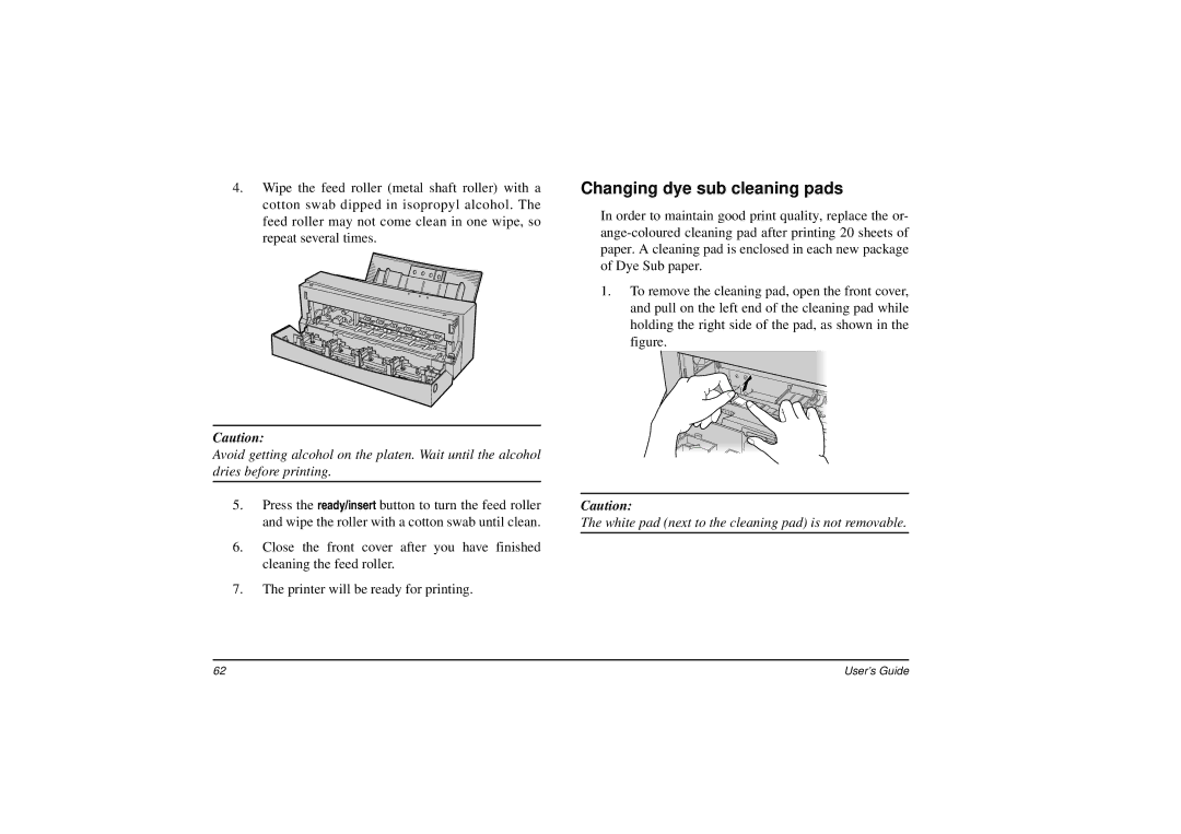 Oki DP-5000 manual Changing dye sub cleaning pads 