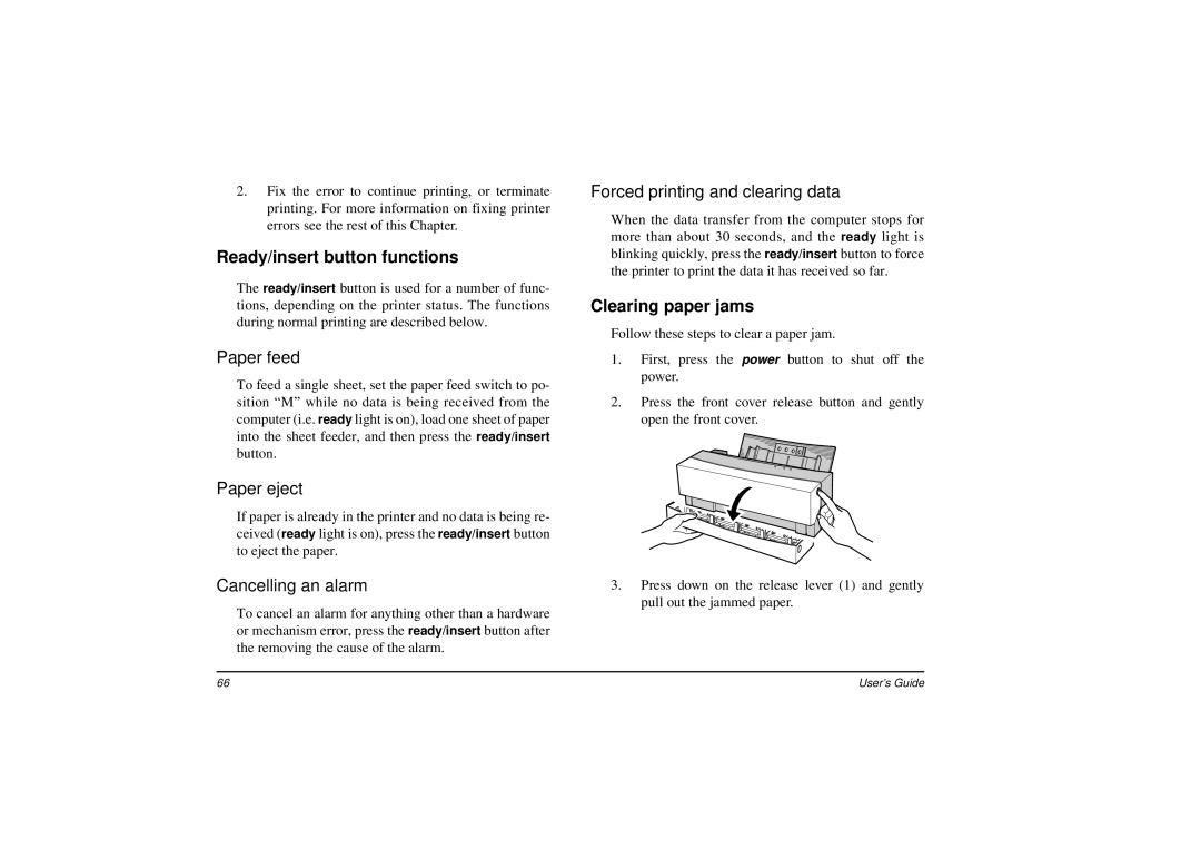 Oki DP-5000 manual Ready/insert button functions, Clearing paper jams 