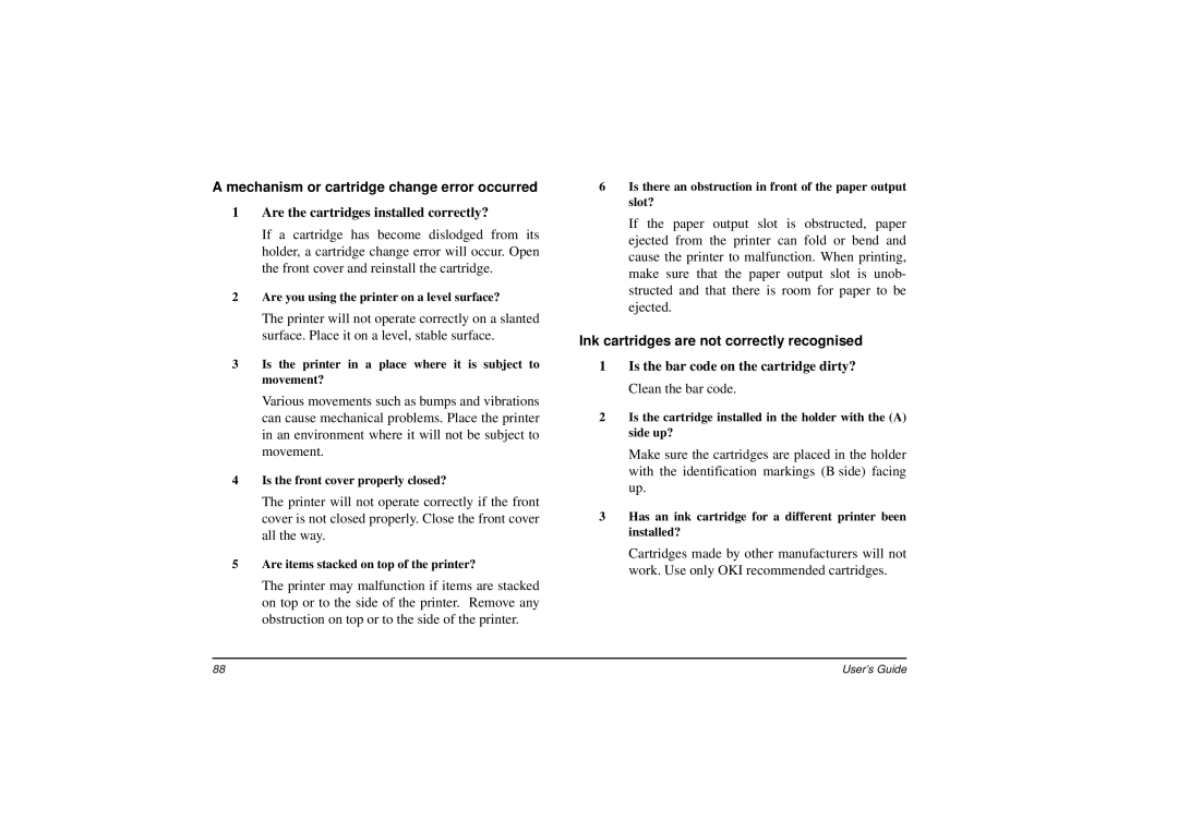 Oki DP-5000 manual Mechanism or cartridge change error occurred, Are the cartridges installed correctly? 