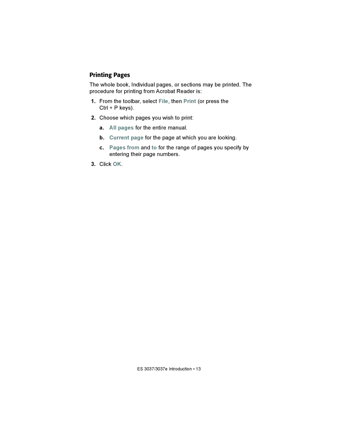 Oki ES3037 manual Printing Pages 