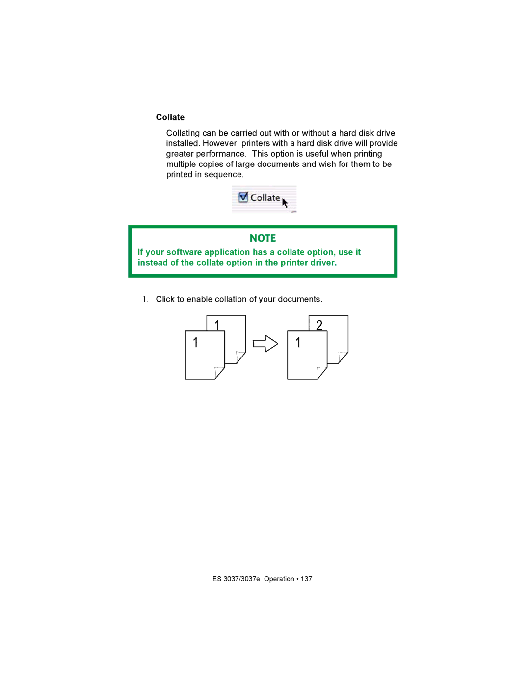 Oki ES3037 manual Collate 