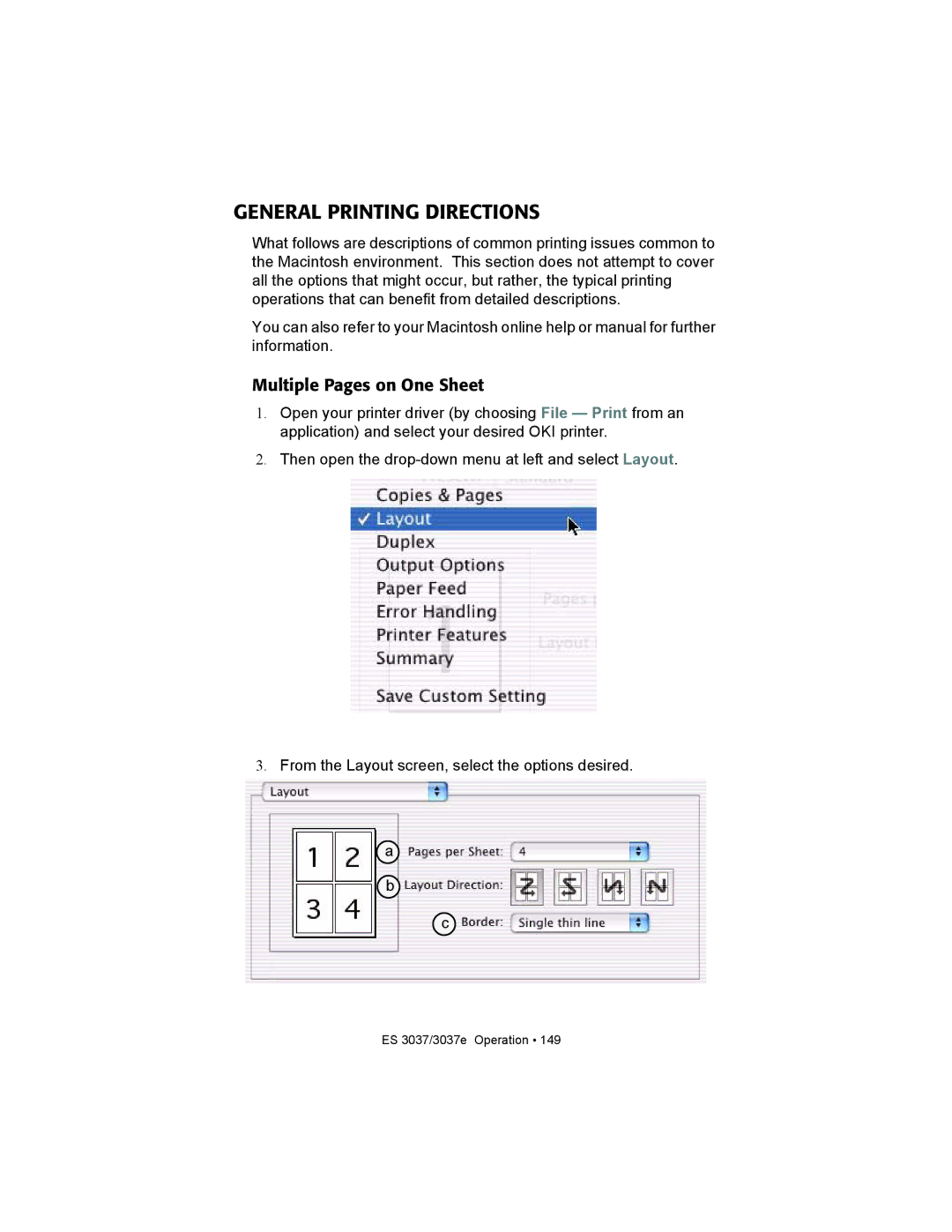 Oki ES3037 manual General Printing Directions 