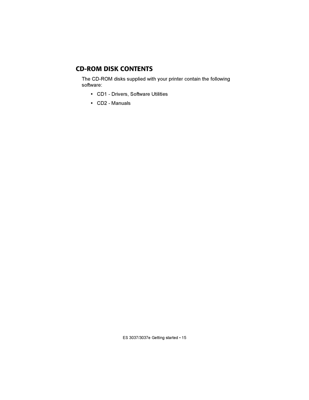 Oki ES3037 manual CD-ROM Disk Contents 