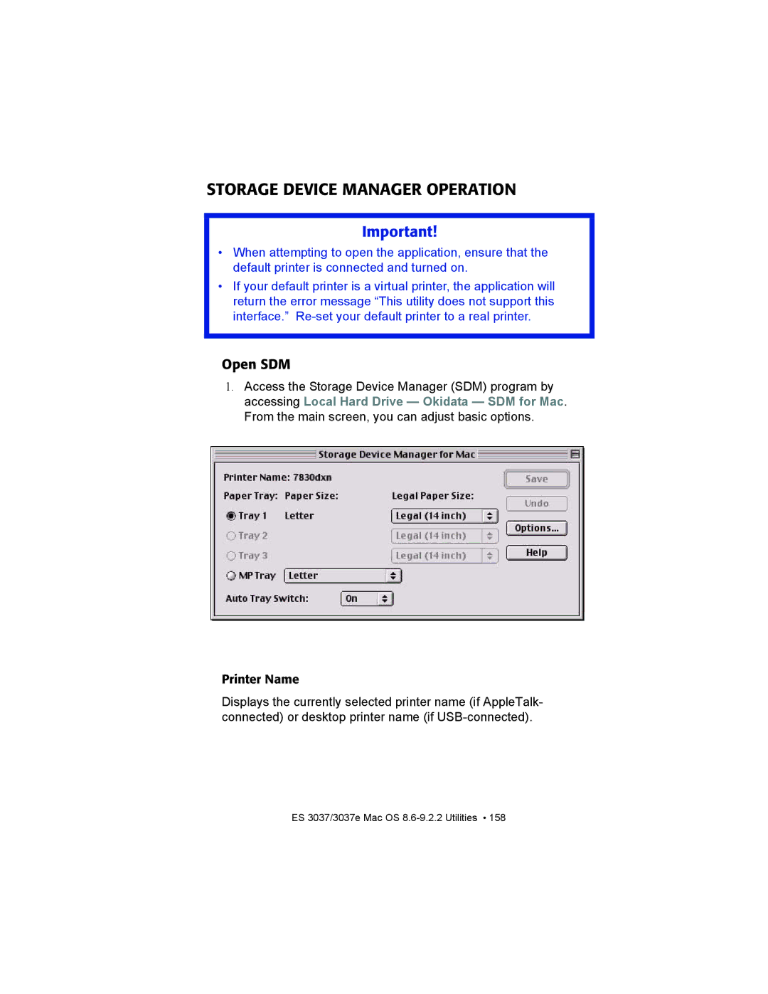 Oki ES3037 manual Storage Device Manager Operation, Open SDM 