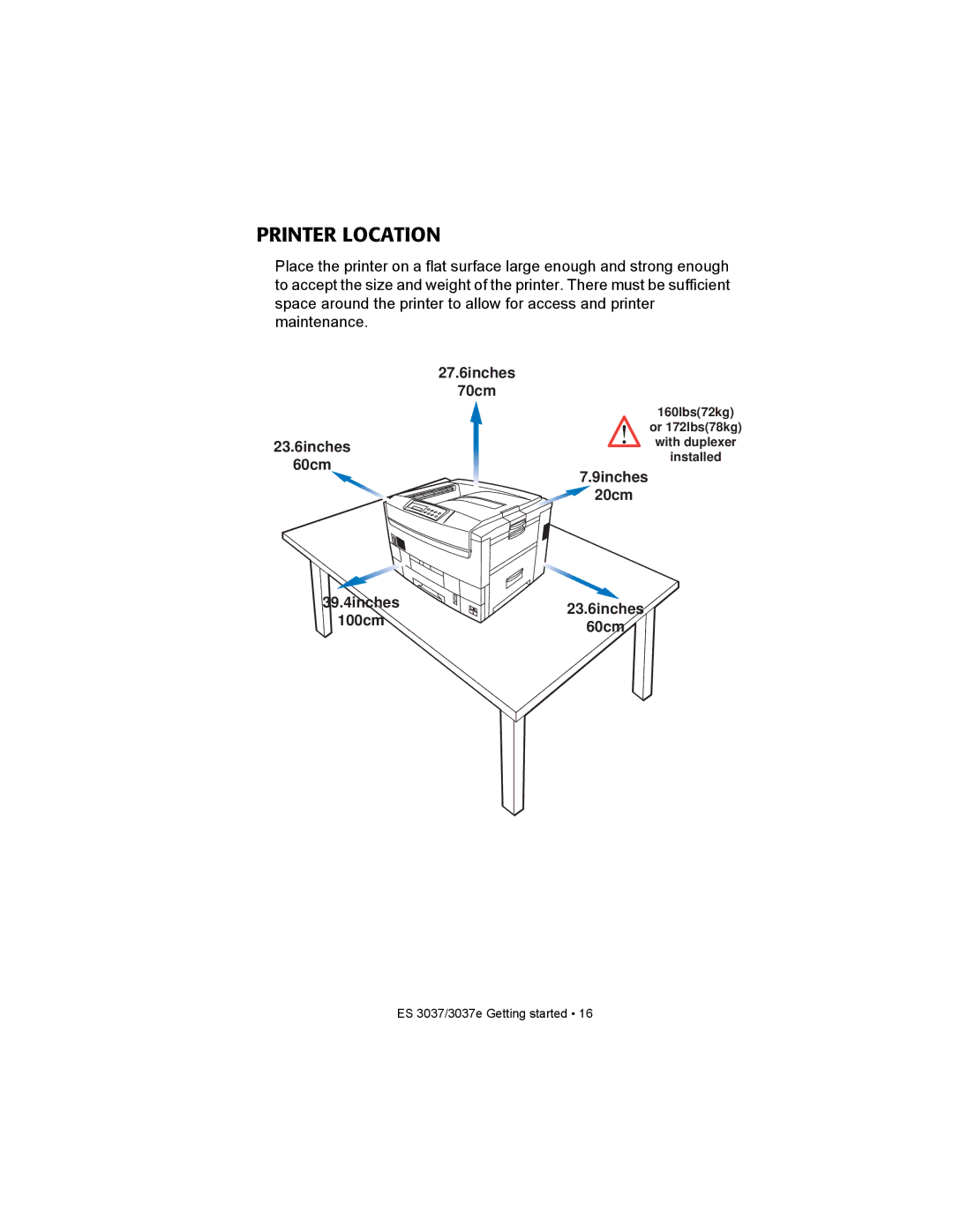 Oki ES3037 manual Printer Location 