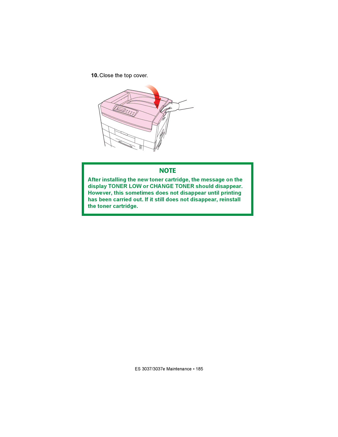 Oki ES3037 manual Close the top cover 