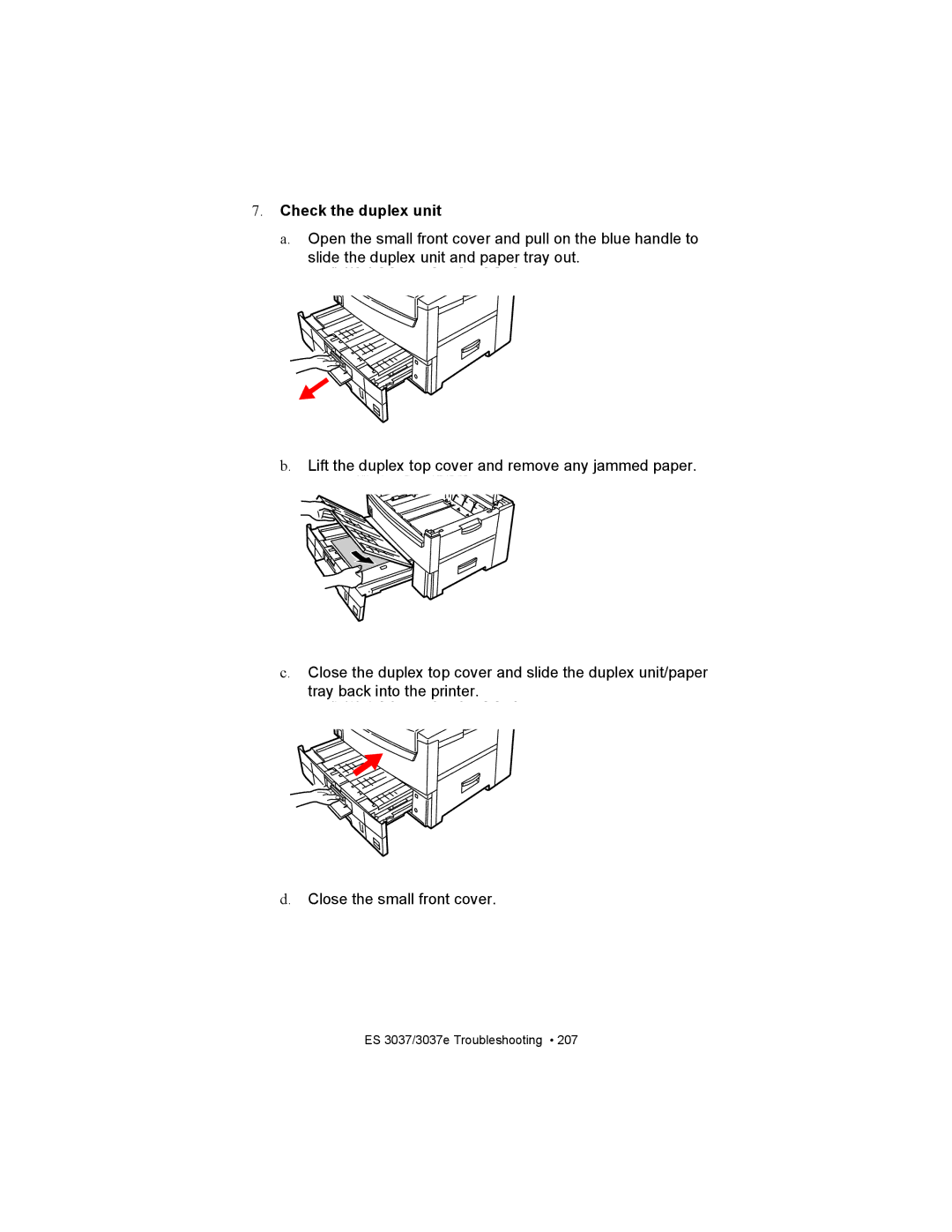 Oki ES3037 manual Check the duplex unit 