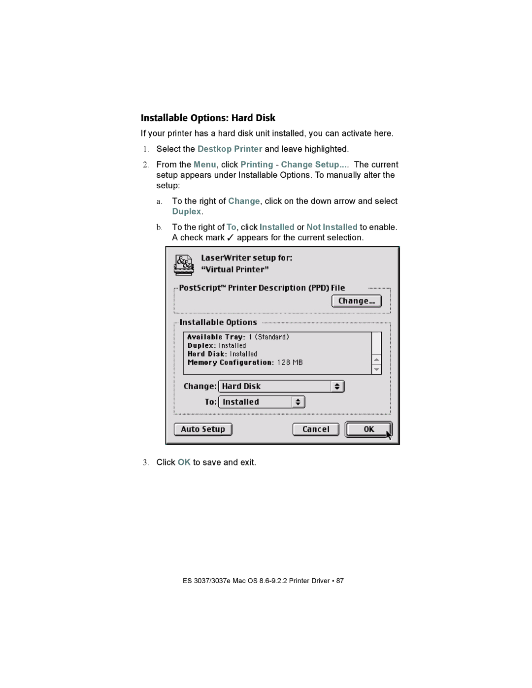 Oki ES3037 manual Installable Options Hard Disk 