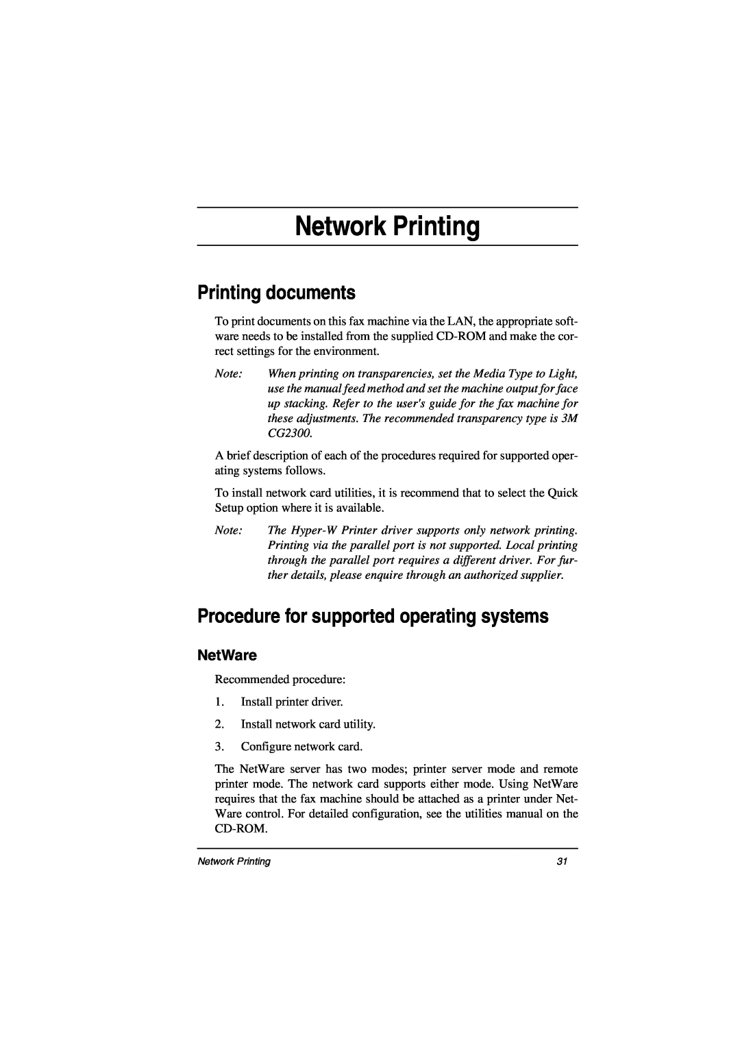 Oki ii manual Network Printing, Printing documents, Procedure for supported operating systems, NetWare 
