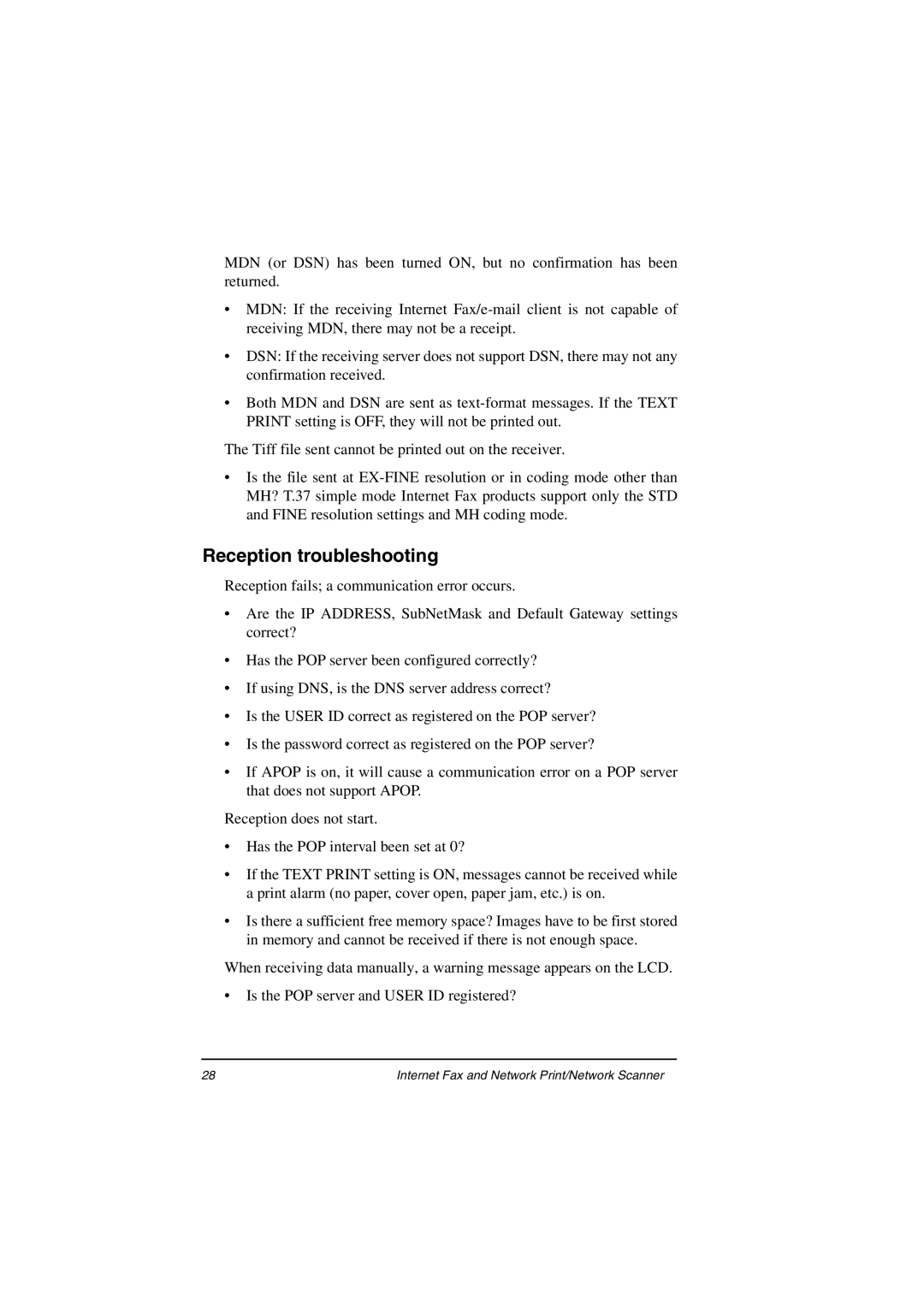 Oki ii manual Reception troubleshooting 