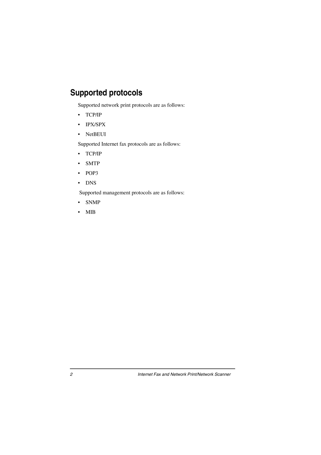 Oki ii manual Supported protocols 