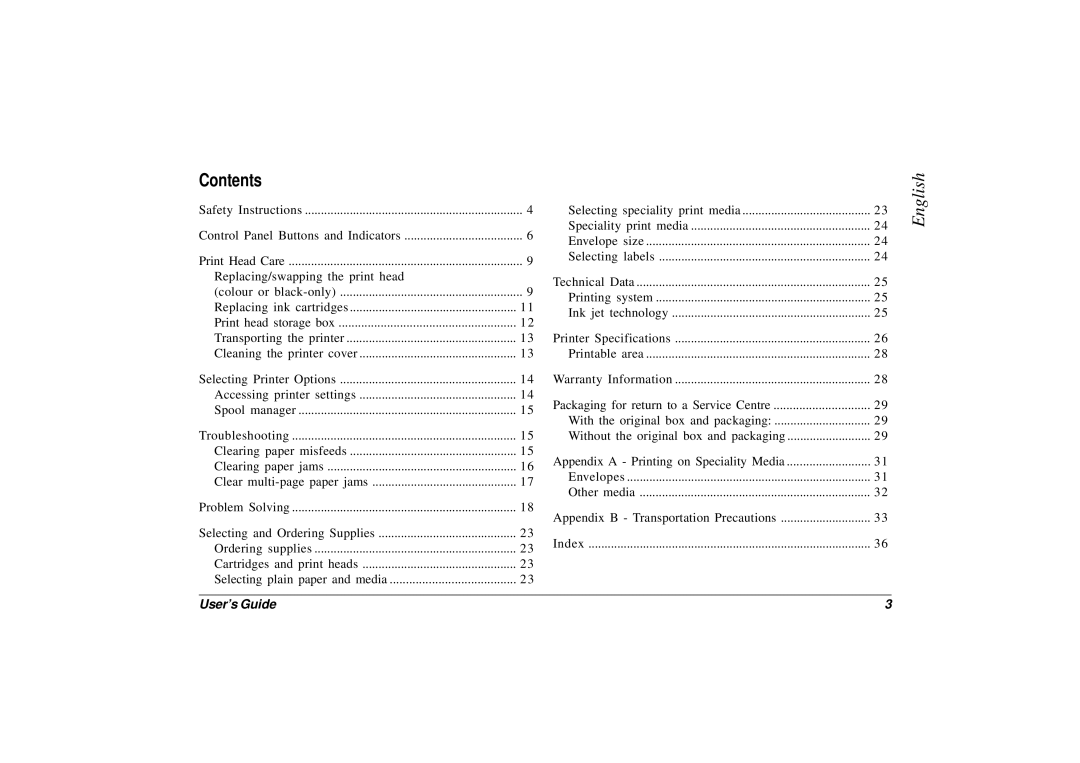 Oki JET 2500 manual English, Contents 