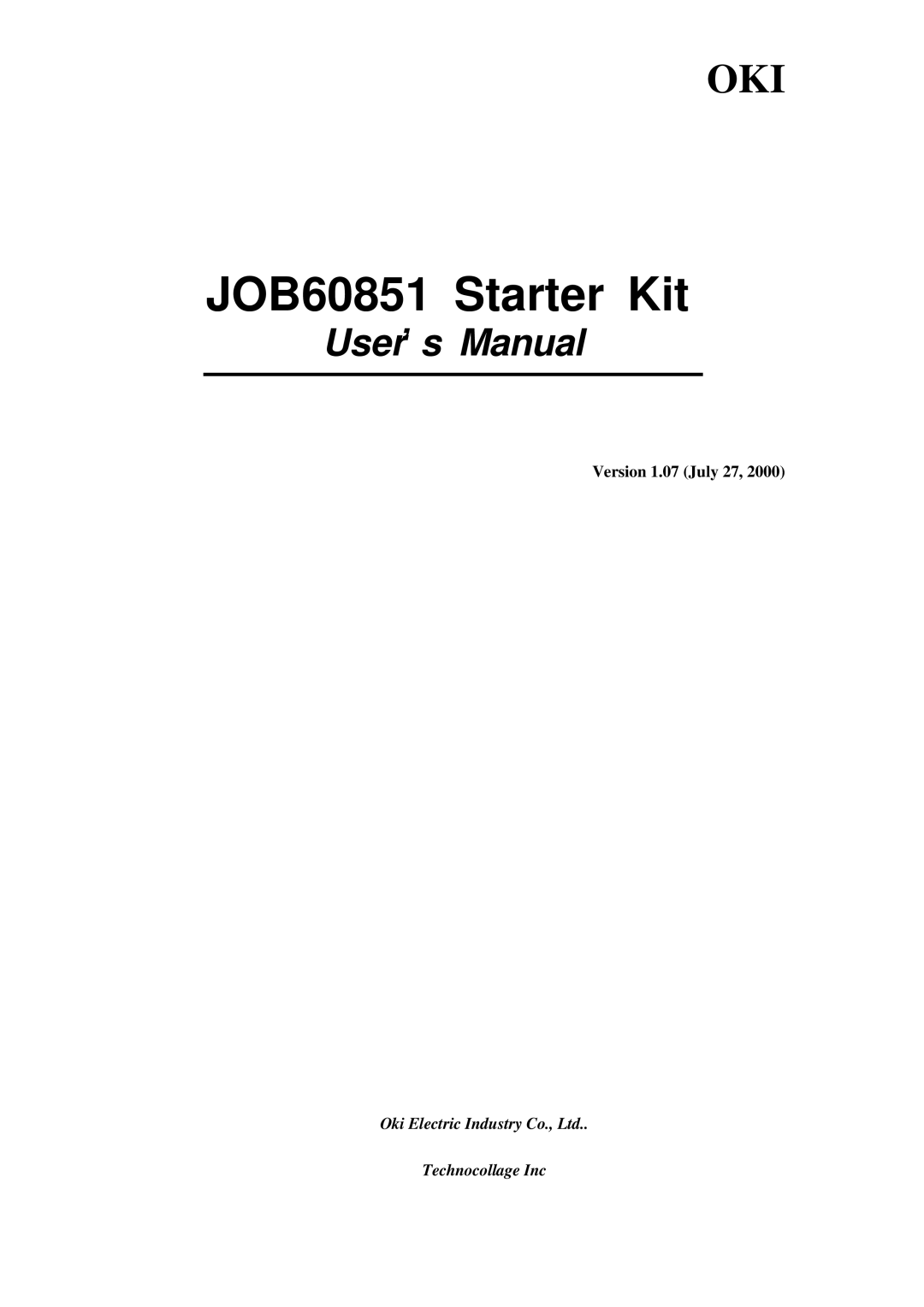 Oki user manual JOB60851 Starter Kit 