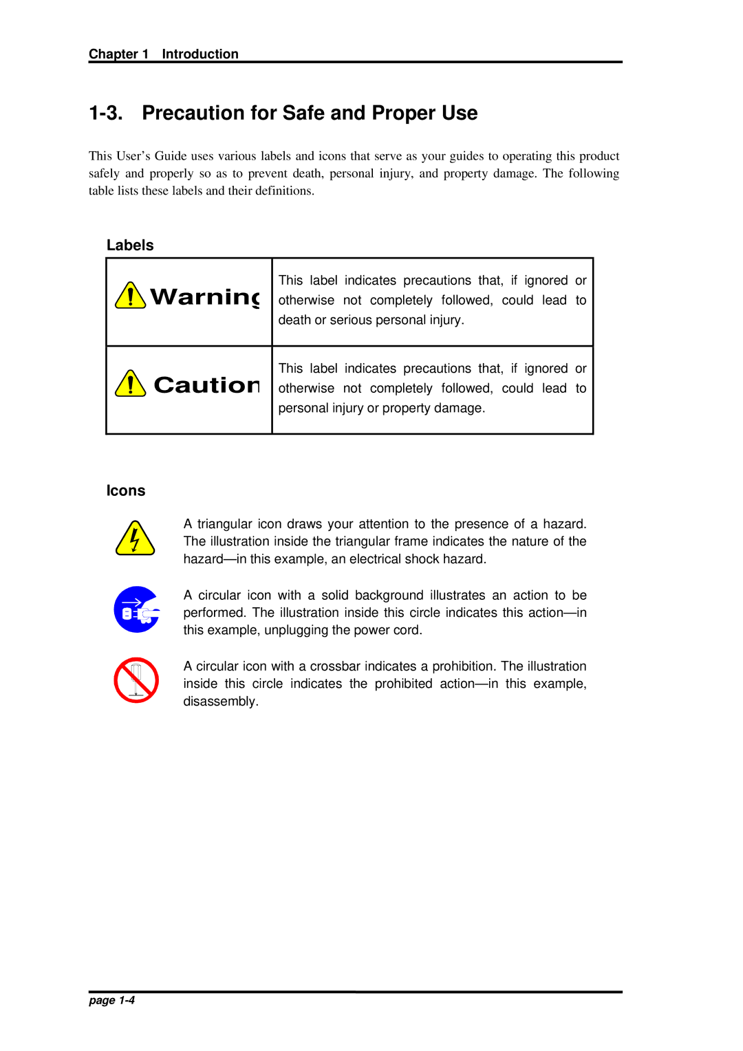 Oki JOB60851 user manual Precaution for Safe and Proper Use, Labels, Icons 