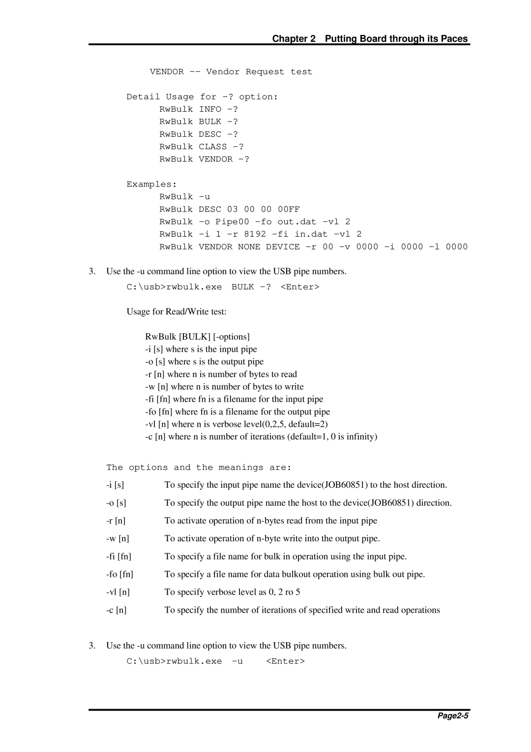 Oki JOB60851 user manual Use the -u command line option to view the USB pipe numbers 