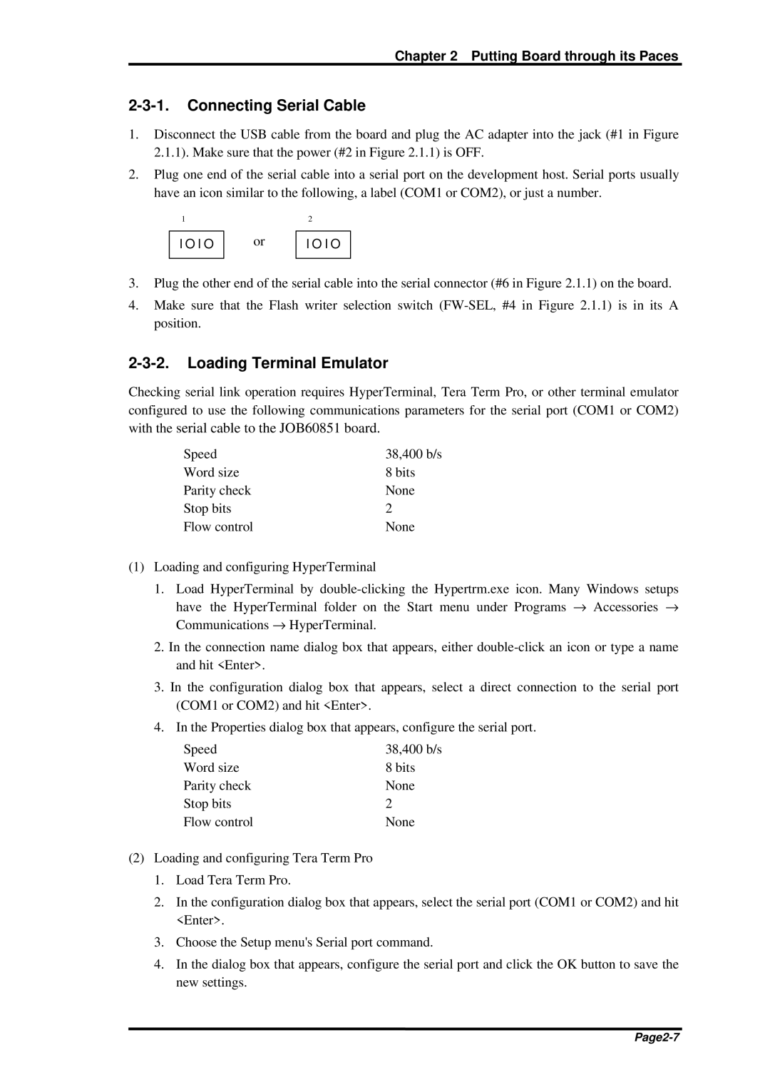 Oki JOB60851 user manual Connecting Serial Cable, Loading Terminal Emulator 