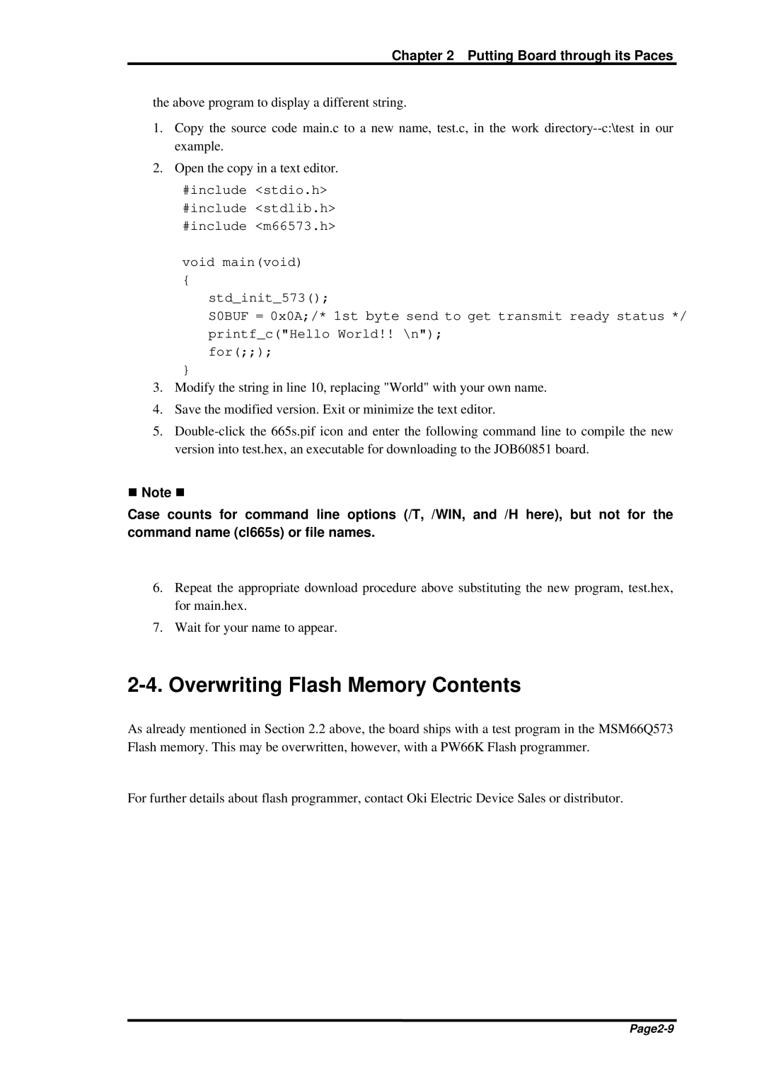 Oki JOB60851 user manual Overwriting Flash Memory Contents 