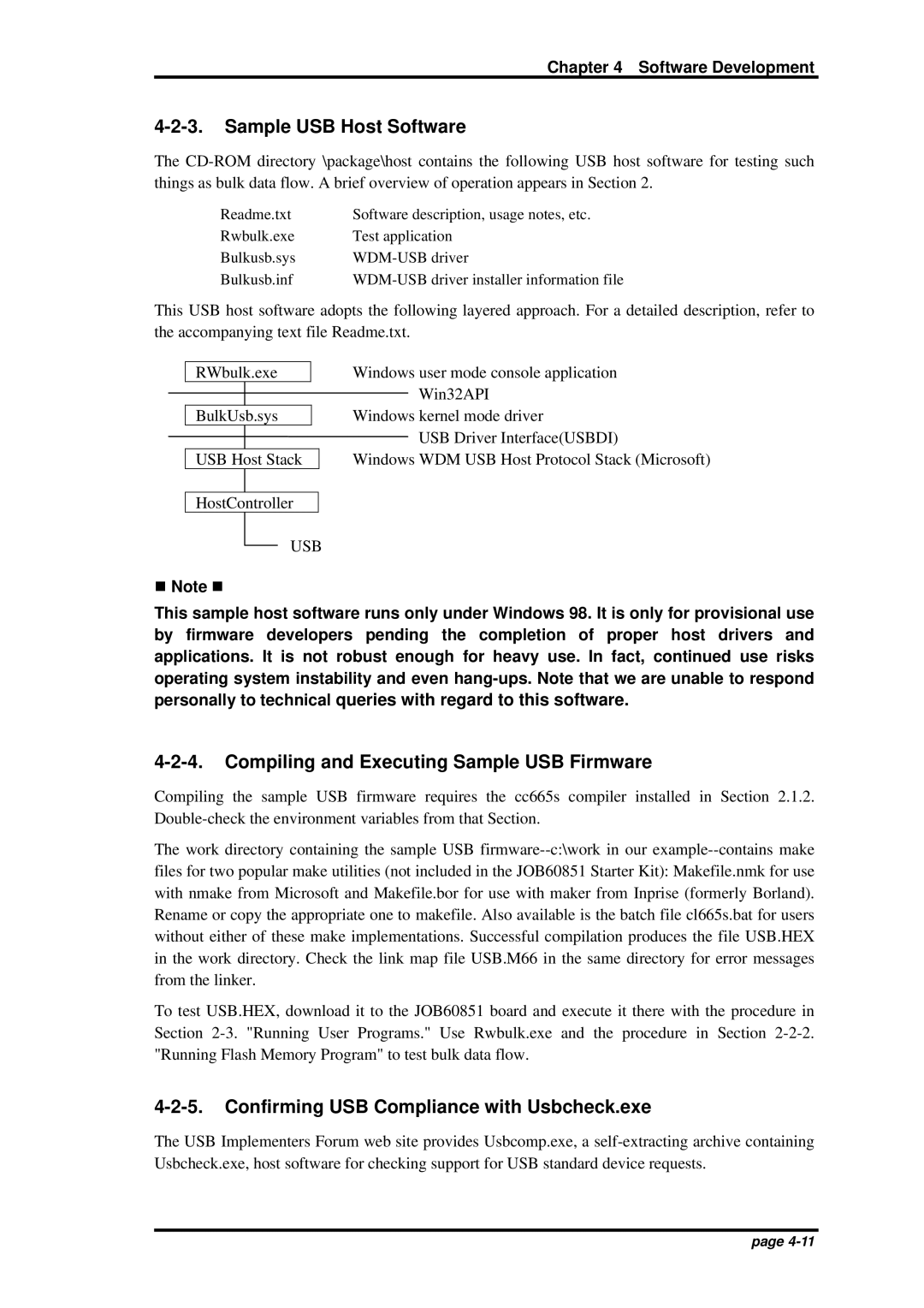 Oki JOB60851 user manual Sample USB Host Software, Compiling and Executing Sample USB Firmware 