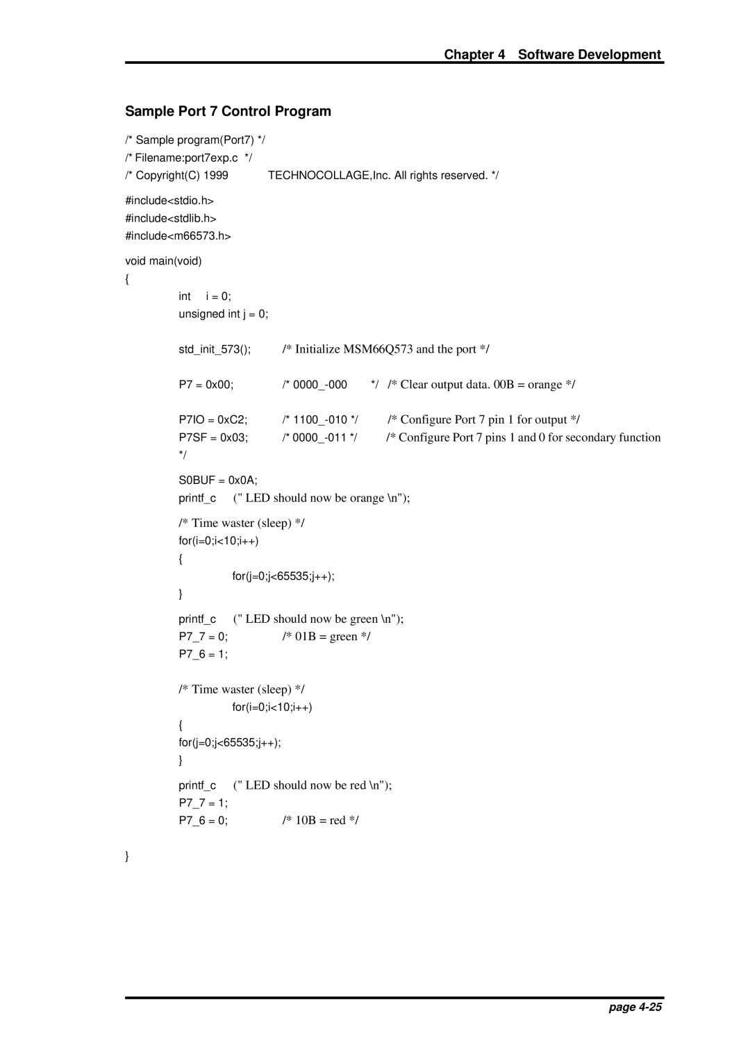 Oki JOB60851 user manual Sample Port 7 Control Program 