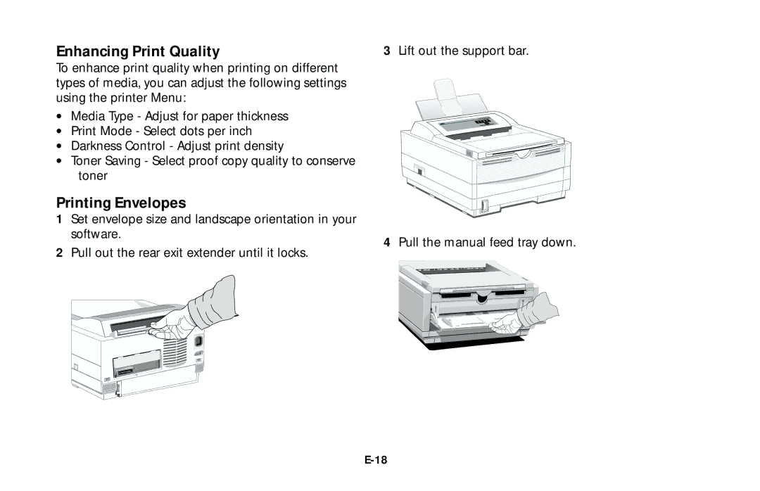 Oki LED Printer user manual Enhancing Print Quality, Printing Envelopes 