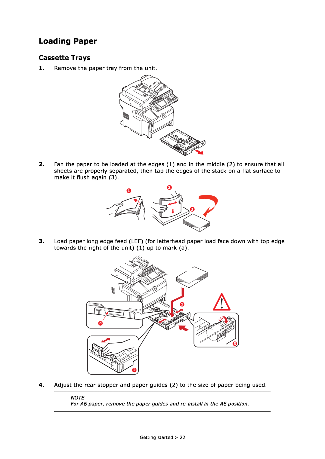 Oki MC860n MFP manual Loading Paper, Cassette Trays 