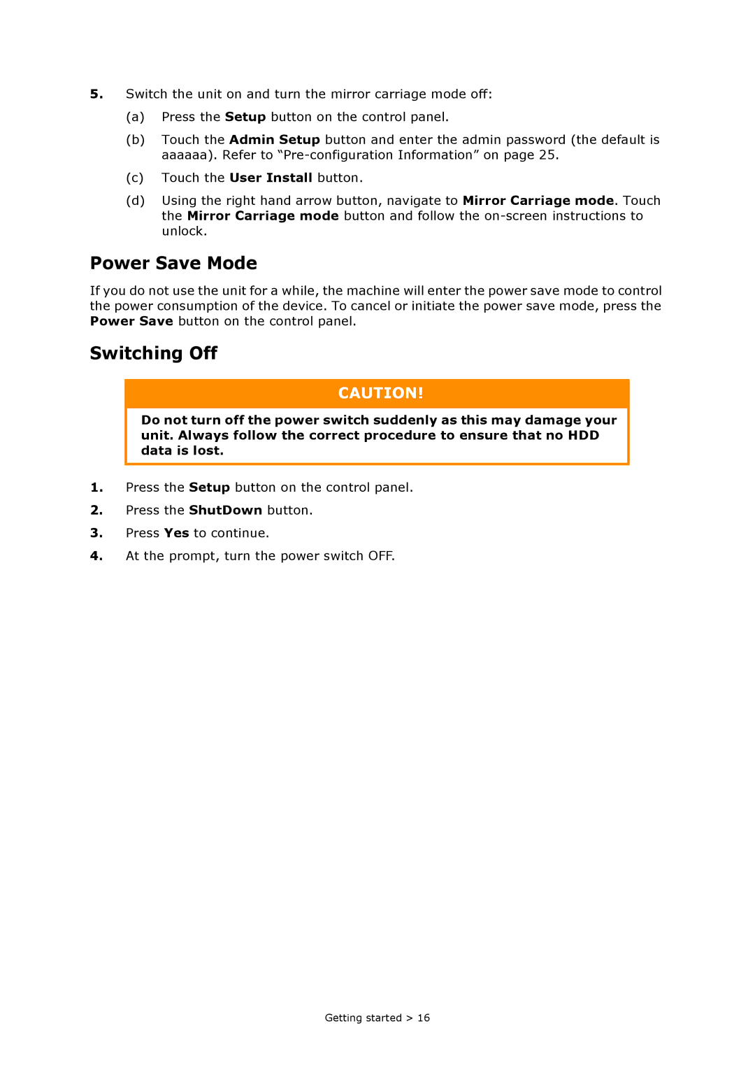 Oki MC860n MFP manual Power Save Mode, Switching Off 