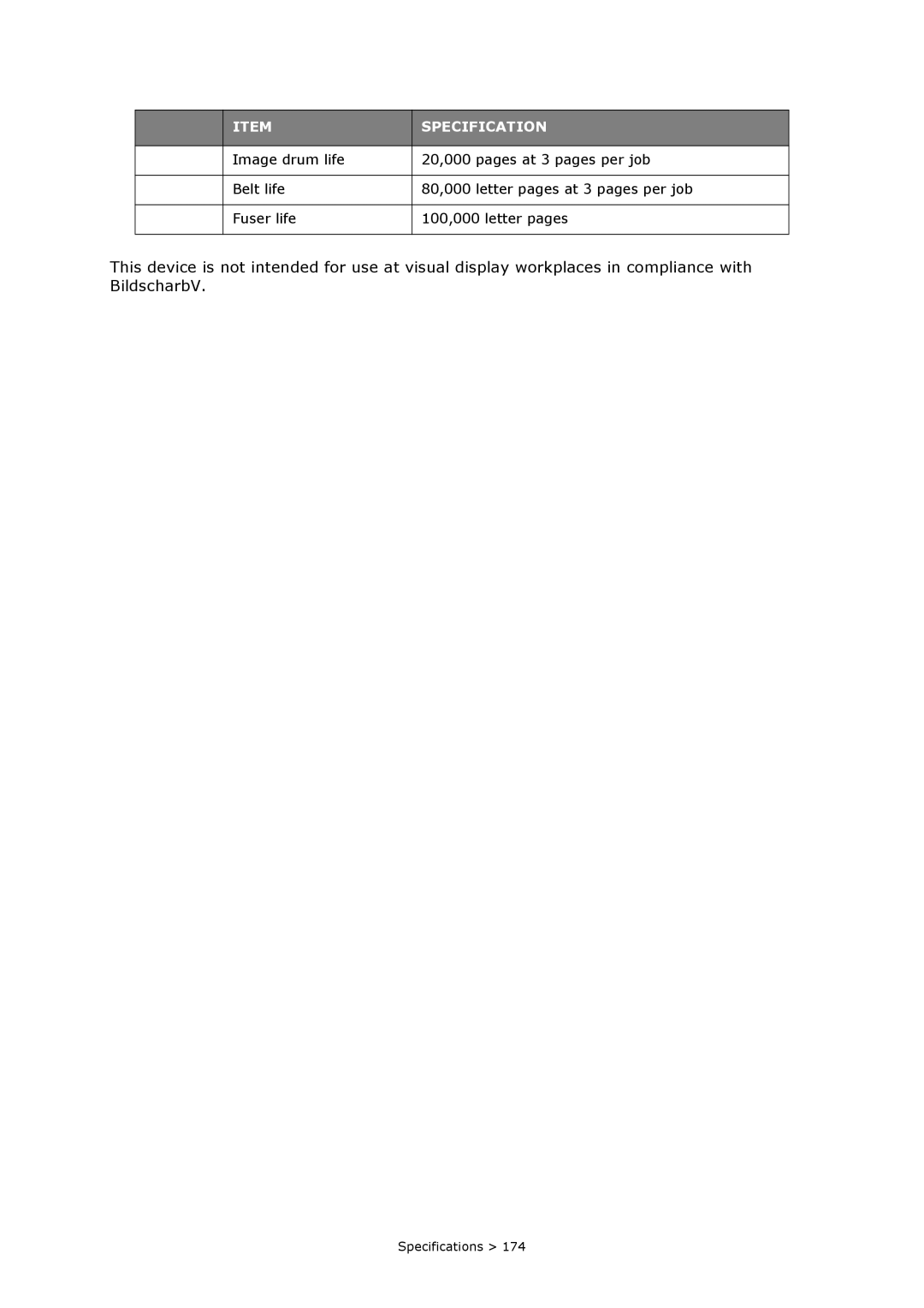 Oki MC860n MFP manual Specification 